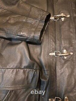 Fireman Clasp Leather Jacket Rare Vintage Dual Control Black Full Zip Durable