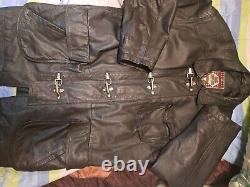 Fireman Clasp Leather Jacket Rare Vintage Dual Control Black Full Zip Durable