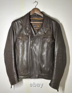 First Classics FMC Men's Brown Heavyweight Leather Motorcycle Jacket Size Medium
