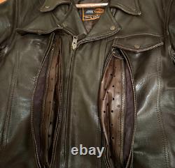 First Classics FMC Men's Brown Heavyweight Leather Motorcycle Jacket Size Medium