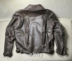 First Classics FMC Men's Brown Heavyweight Leather Motorcycle Jacket Size Medium