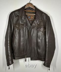 First Classics FMC Men's Brown Heavyweight Leather Motorcycle Jacket Size Medium