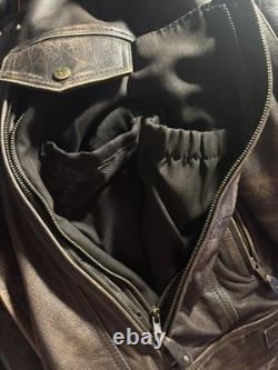 First Classics Medium Leather Motorcycle Jacket Distressed Look Excel Preowned