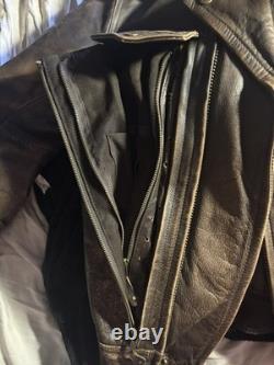 First Classics Medium Leather Motorcycle Jacket Distressed Look Excel Preowned