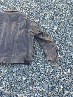 First Classics Medium Leather Motorcycle Jacket Distressed Look Excel Preowned