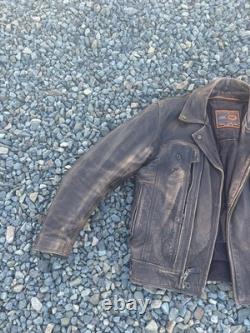 First Classics Medium Leather Motorcycle Jacket Distressed Look Excel Preowned