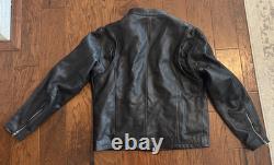 First Classics Men's Motorcycle Black Leather Jacket with Liner LARGE