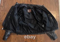 First Classics Men's Motorcycle Black Leather Jacket with Liner LARGE