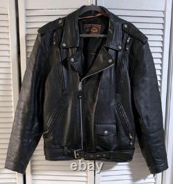 First Classics Mens Vintage Leather Motorcycle Jacket Size XXL Heavyweight Biker