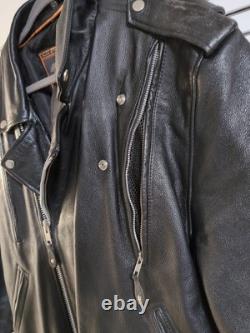 First Classics Mens Vintage Leather Motorcycle Jacket Size XXL Heavyweight Biker