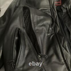 First Classics leather motorcycle jacket zippered vents, armor & removable liner