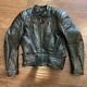 First Gear Hein Gericke Black Leather Cafe Racer Motorcycle Jacket Sz 40 Padded