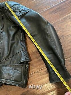 First Gear Hein Gericke Black Leather Cafe Racer Motorcycle Jacket Sz 40 Padded