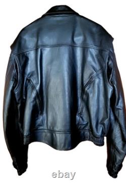 First Gear Scout III Black Leather Motorcycle Jacket Size 46, EXCELLENT cond