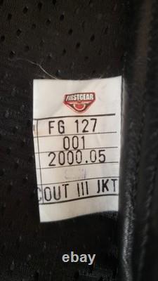 First Gear Scout III Black Leather Motorcycle Jacket Size 46, EXCELLENT cond