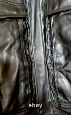 First Gear Scout III Black Leather Motorcycle Jacket Size 46, EXCELLENT cond