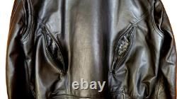 First Gear Scout III Black Leather Motorcycle Jacket Size 46, EXCELLENT cond