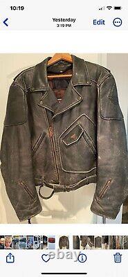 First Gear Ultimate Leather Mens Vintage M/c Jacket Distressed Size Large