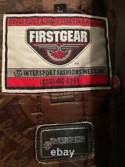 First Gear Ultimate Leather Mens Vintage M/c Jacket Distressed Size Large