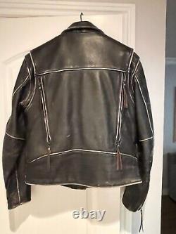 First Gear Ultimate Leather Mens Vintage M/c Jacket Distressed Size Large