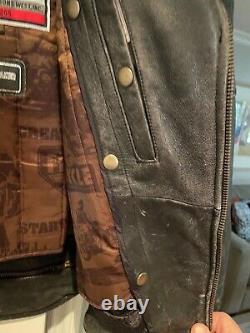 First Gear Ultimate Leather Mens Vintage M/c Jacket Distressed Size Large