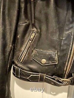 First Gear Ultimate Leather Mens Vintage M/c Jacket Distressed Size Large