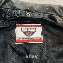 First Gear by Hein Gericke Leather Jacket Black Motorcycle Moto Mens Large