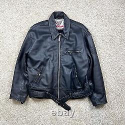First Gear x Hein Gericke Black Leather Motorcycle Jacket Men's XL