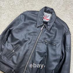 First Gear x Hein Gericke Black Leather Motorcycle Jacket Men's XL
