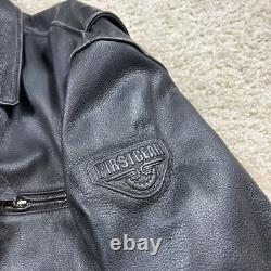 First Gear x Hein Gericke Black Leather Motorcycle Jacket Men's XL