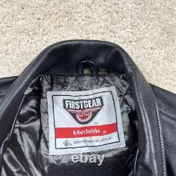 First Gear x Hein Gericke Black Leather Motorcycle Jacket Men's XL