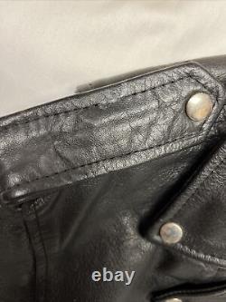 First Genuine Leather Men's Black Heavy Classic Motorcycle Biker Size 42