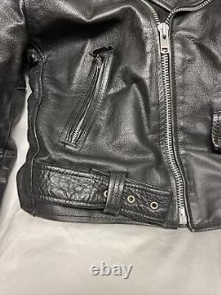 First Genuine Leather Men's Black Heavy Classic Motorcycle Biker Size 42