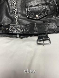 First Genuine Leather Men's Black Heavy Classic Motorcycle Biker Size 42