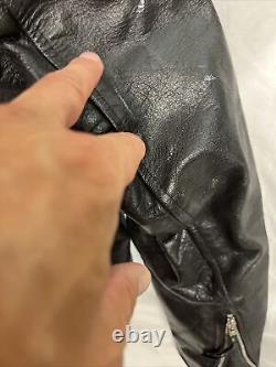 First Genuine Leather Men's Black Heavy Classic Motorcycle Biker Size 42