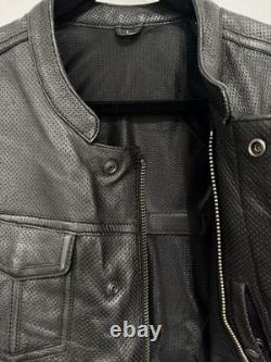 First Manufacturing Company-Black Leather Vest/Size Large Motorcycle Vest
