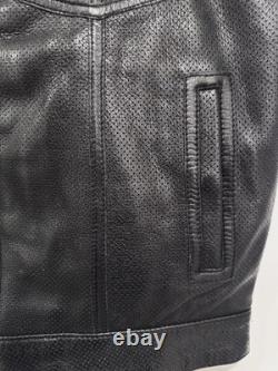 First Manufacturing Company-Black Leather Vest/Size Large Motorcycle Vest