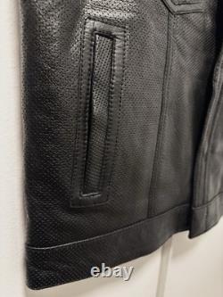 First Manufacturing Company-Black Leather Vest/Size Large Motorcycle Vest