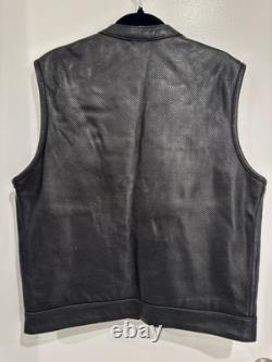 First Manufacturing Company-Black Leather Vest/Size Large Motorcycle Vest