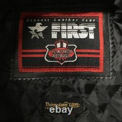 First Motorcycle Jacket Mens Small Regular Thinsulate Full Zip Leather Black NEW