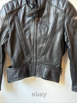 Firstgear First gear Riding Men's Black Leather Motorcycle Jacket L 22x25 Z