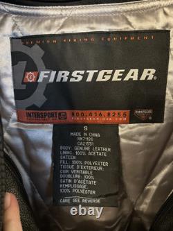 Firstgear Leather Motorcycle Jacket Sm Unisex Blk Genuine Leather Lined
