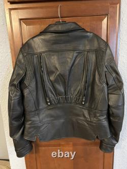Firstgear Leather Motorcycle Jacket Sm Unisex Blk Genuine Leather Lined