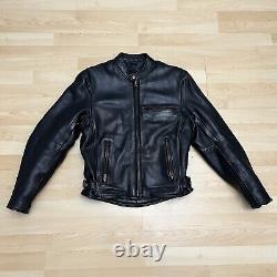 Fox Creek Leather Motorcycle Jacket With Liner Men's 38 Black Made in USA EUC ++