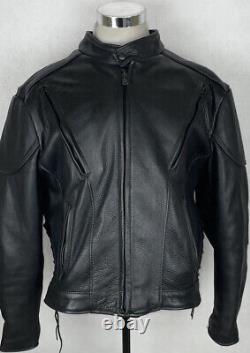 Fox Creek Leather Vented Racing Leather Jacket Black Motorcycle Men's Size 48 XL