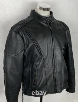 Fox Creek Leather Vented Racing Leather Jacket Black Motorcycle Men's Size 48 XL