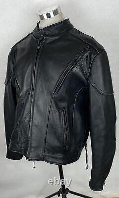 Fox Creek Leather Vented Racing Leather Jacket Black Motorcycle Men's Size 48 XL