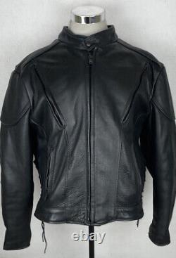 Fox Creek Leather Vented Racing Leather Jacket Black Motorcycle Men's Size 48 XL