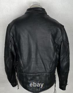 Fox Creek Leather Vented Racing Leather Jacket Black Motorcycle Men's Size 48 XL