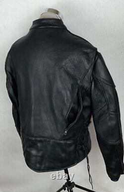 Fox Creek Leather Vented Racing Leather Jacket Black Motorcycle Men's Size 48 XL